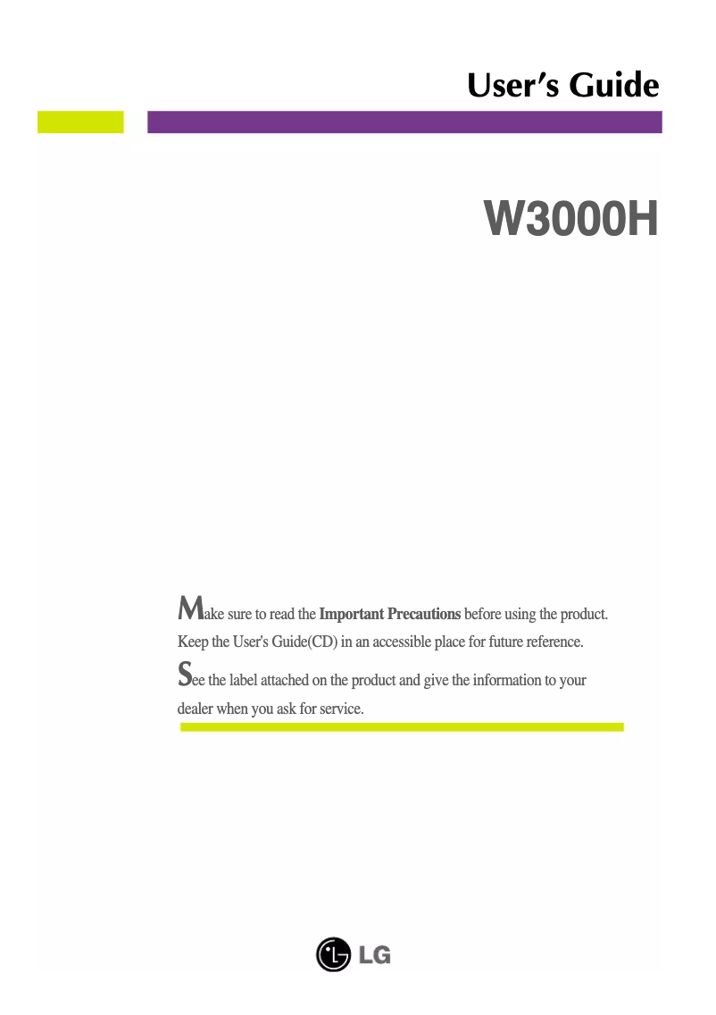 Image de la première page du manuel de l'appareil W3000H-BNS