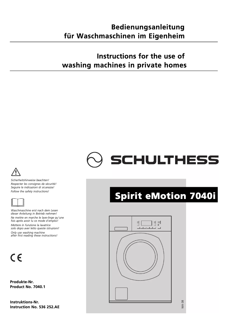 Page 1 de la notice Manuel utilisateur Schulthess Spirit eMotion 7040i