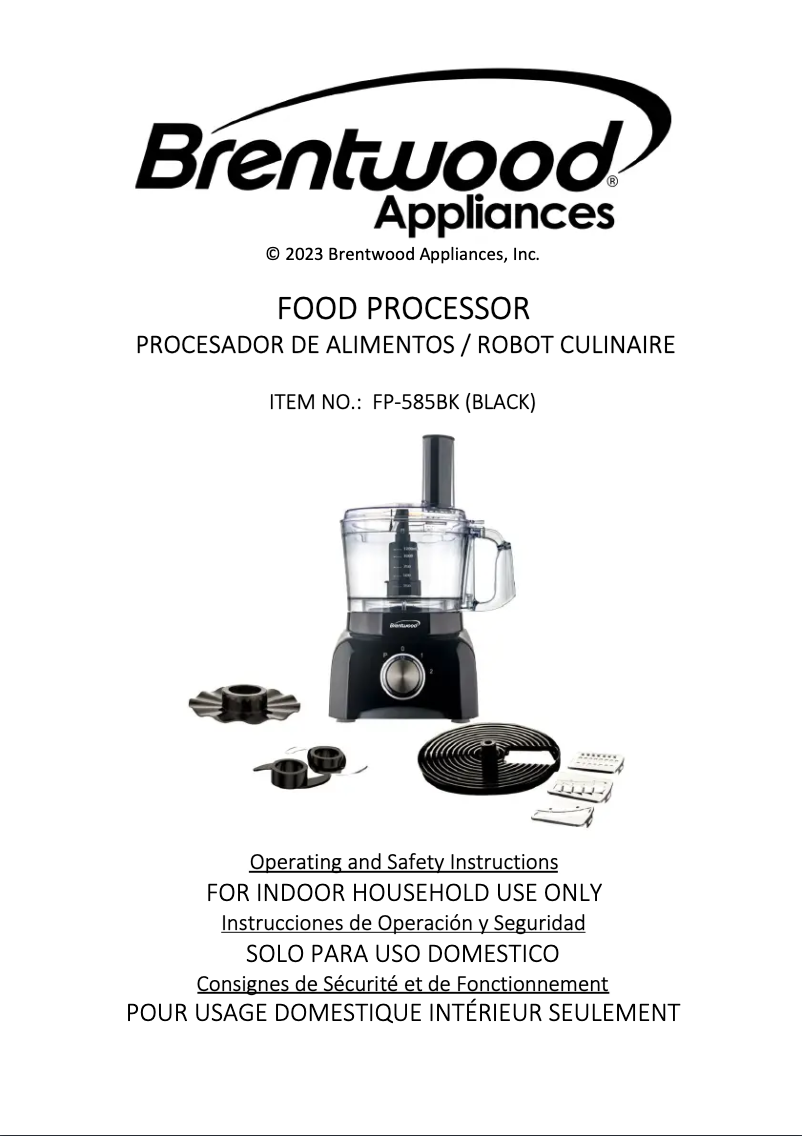Page n°1 - Manuel utilisateur Brentwood FP-585BK