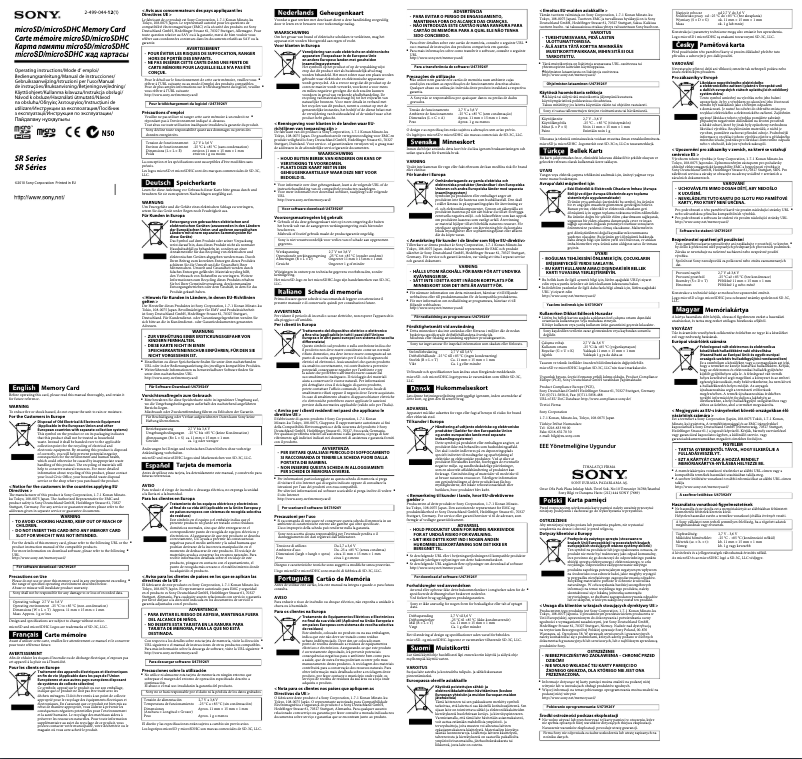 Page 1 de la notice Manuel utilisateur Sony SR-2N1