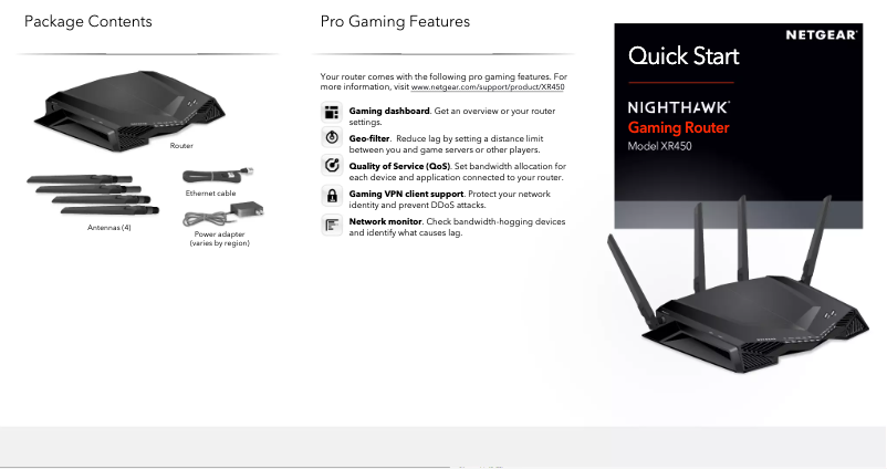 Page 1 de la notice Guide d'installation Netgear Nighthawk Pro Gaming XR450
