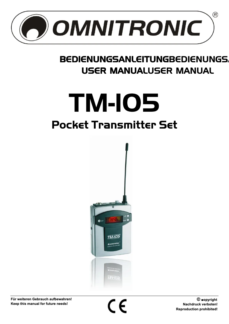 Page n°1 - Manuel utilisateur Omnitronic TM-105