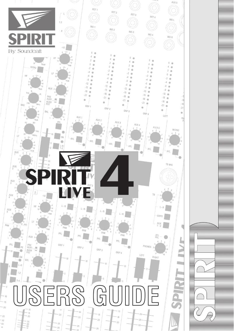 Image de la première page du manuel de l'appareil Spirit Live 4