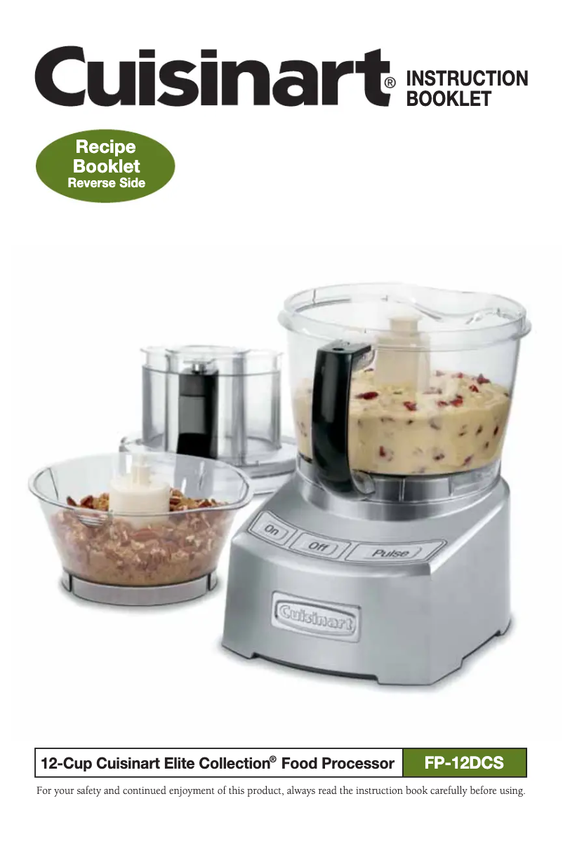 Page 1 de la notice Manuel utilisateur Cuisinart Elite Collection FP-12DCS