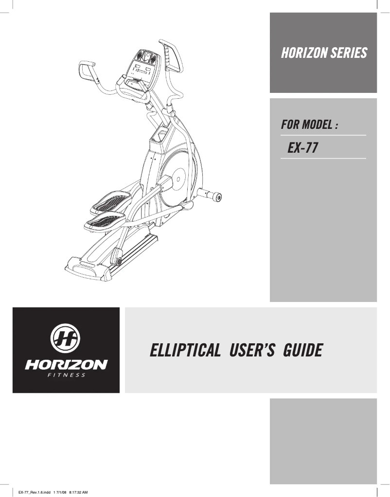 Page n°1 - Manuel utilisateur Horizon Fitness EX-77