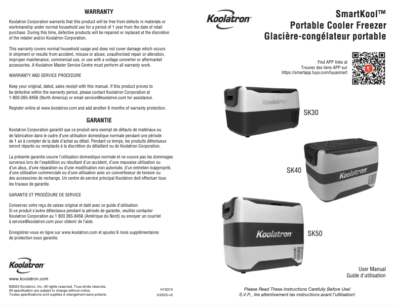 Page n°1 - Manuel utilisateur Koolatron SK30