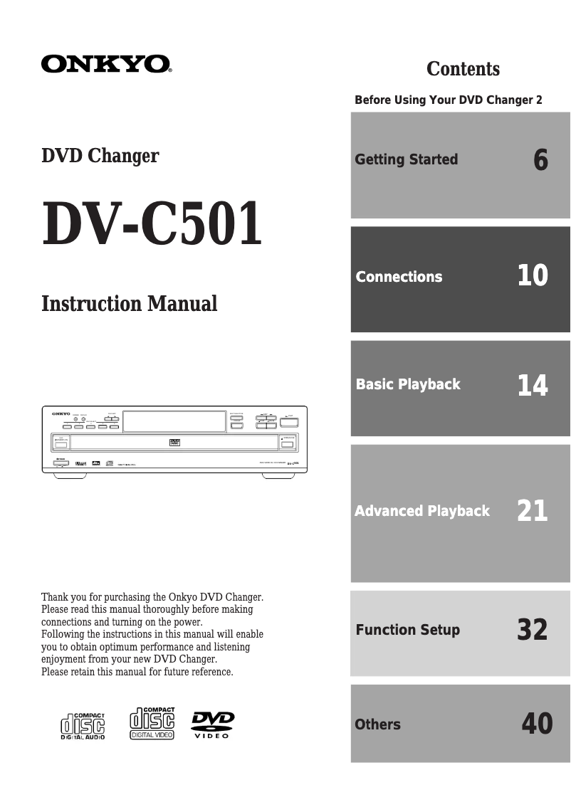 Page 1 de la notice Manuel utilisateur Onkyo DV-C501