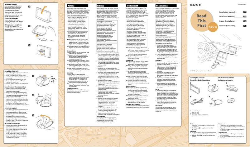 Page 1 de la notice Guide d'installation Sony NV-U93TC