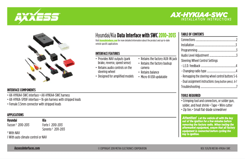 Image de la première page du manuel de l'appareil AX-HYKIA4-SWC