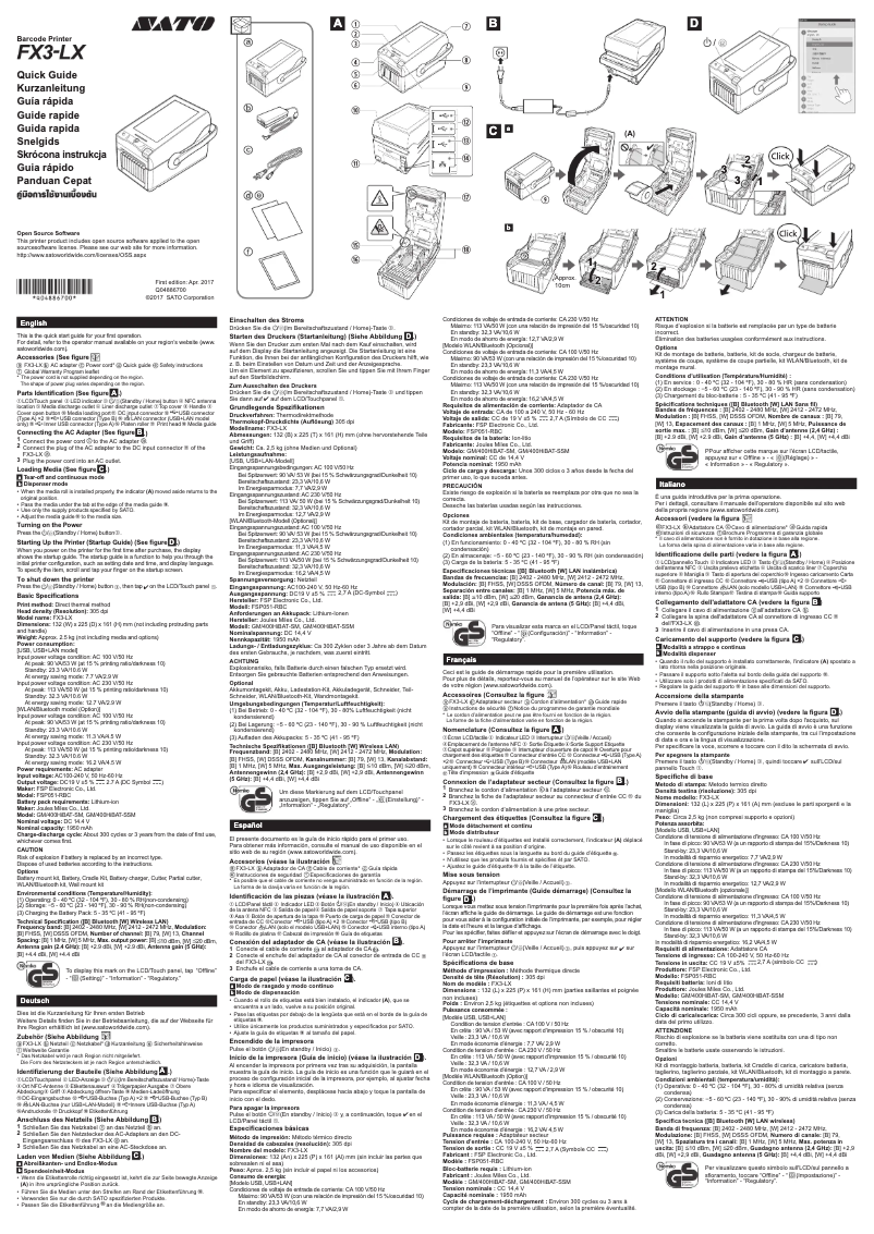 Page n°1 - Manuel utilisateur SATO FX3-LX