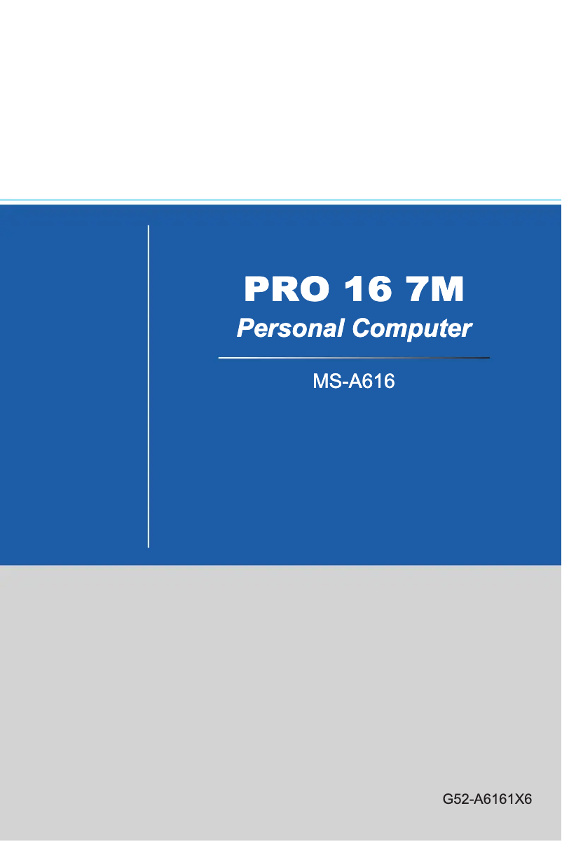 Page 1 de la notice Manuel utilisateur MSI Pro 16T 7M-020XEU