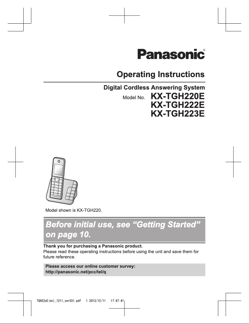 Página 1 del manual Manual de usuario Panasonic KX-TGH220E