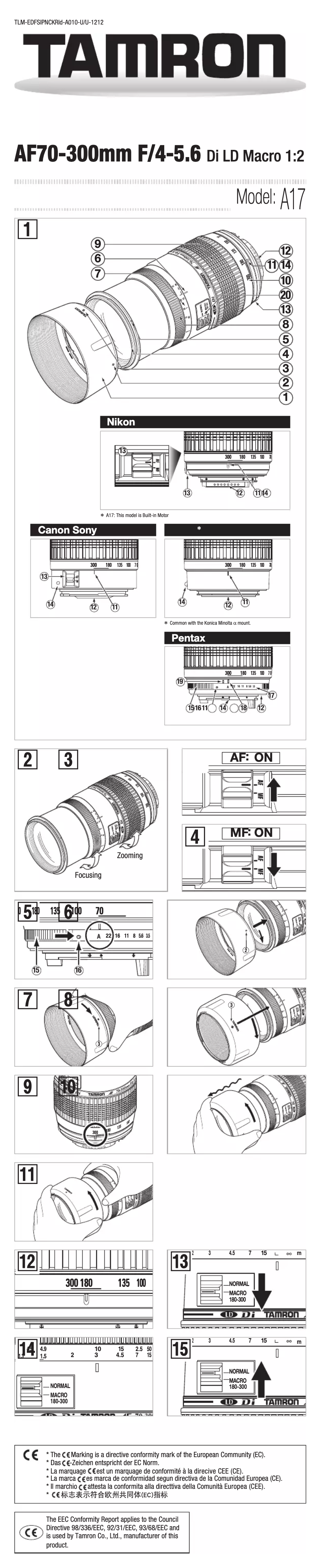 Page n°1 - Manuel utilisateur Tamron A17