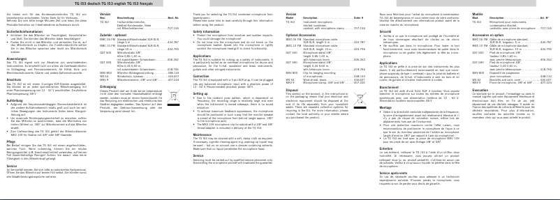 Page 1 de la notice Manuel utilisateur Beyerdynamic TG I53