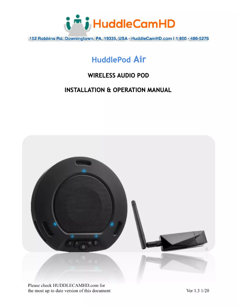 Page n°1 - Manuel utilisateur HuddleCamHD HuddlePod Air