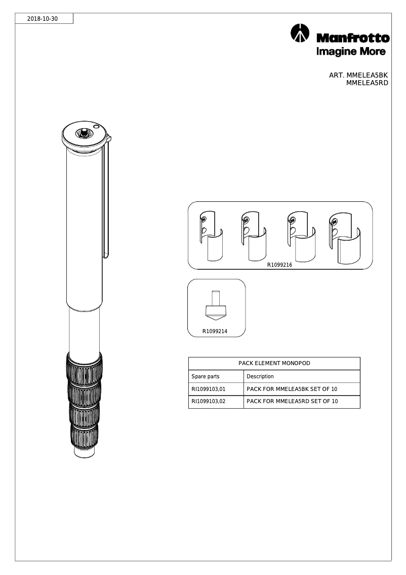 Page 1 de la notice Manuel utilisateur Manfrotto Element Monopod