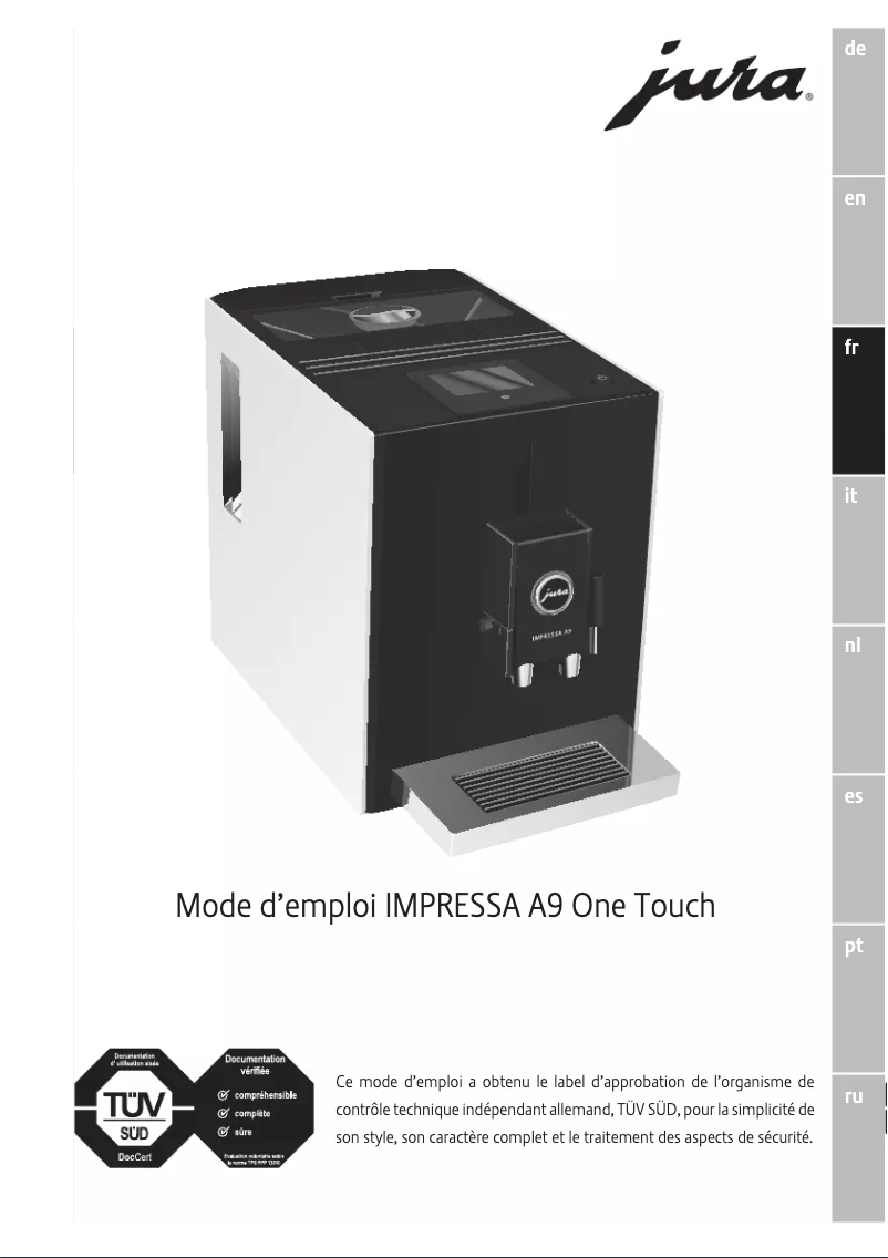Page n°1 - Manuel utilisateur Jura IMPRESSA A9 One Touch