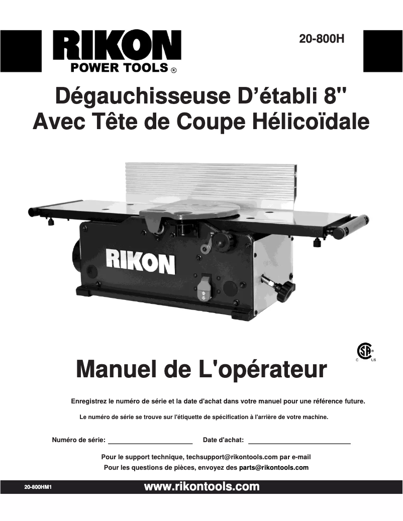 Page 1 de la notice Manuel utilisateur RIKON 20-800H
