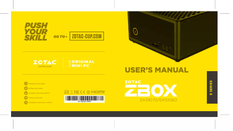 Page 1 de la notice Manuel utilisateur Zotac ZBOX Magnus EK51070 Plus