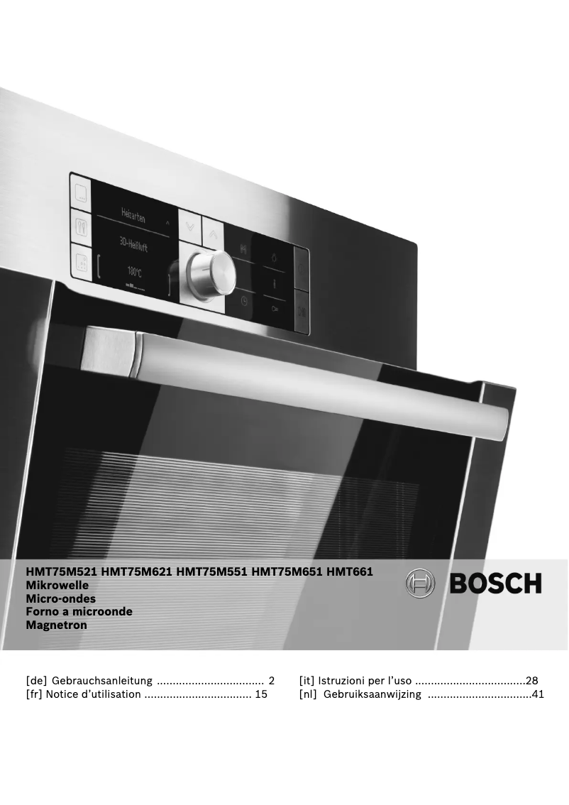 Page 1 de la notice Manuel utilisateur Bosch HMT661