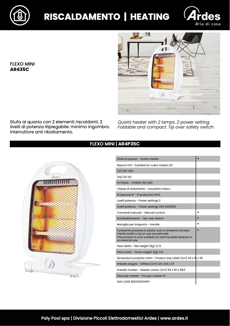 Página 1 del manual Ficha técnica Ardes AR435C