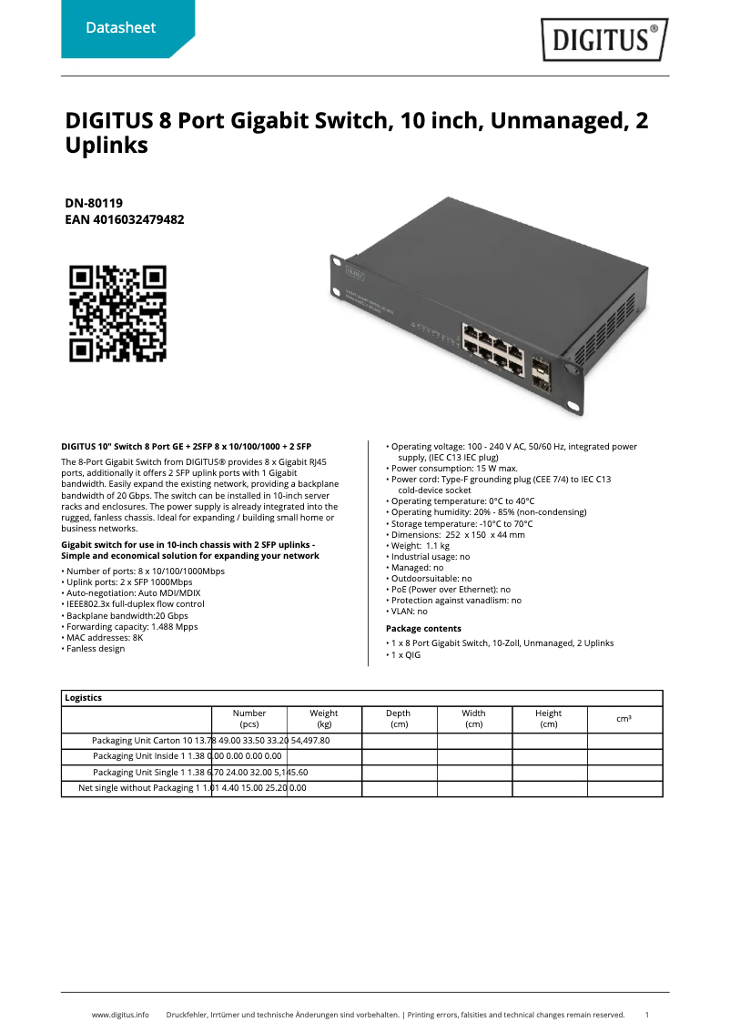 Image de la première page du manuel de l'appareil DN-80119