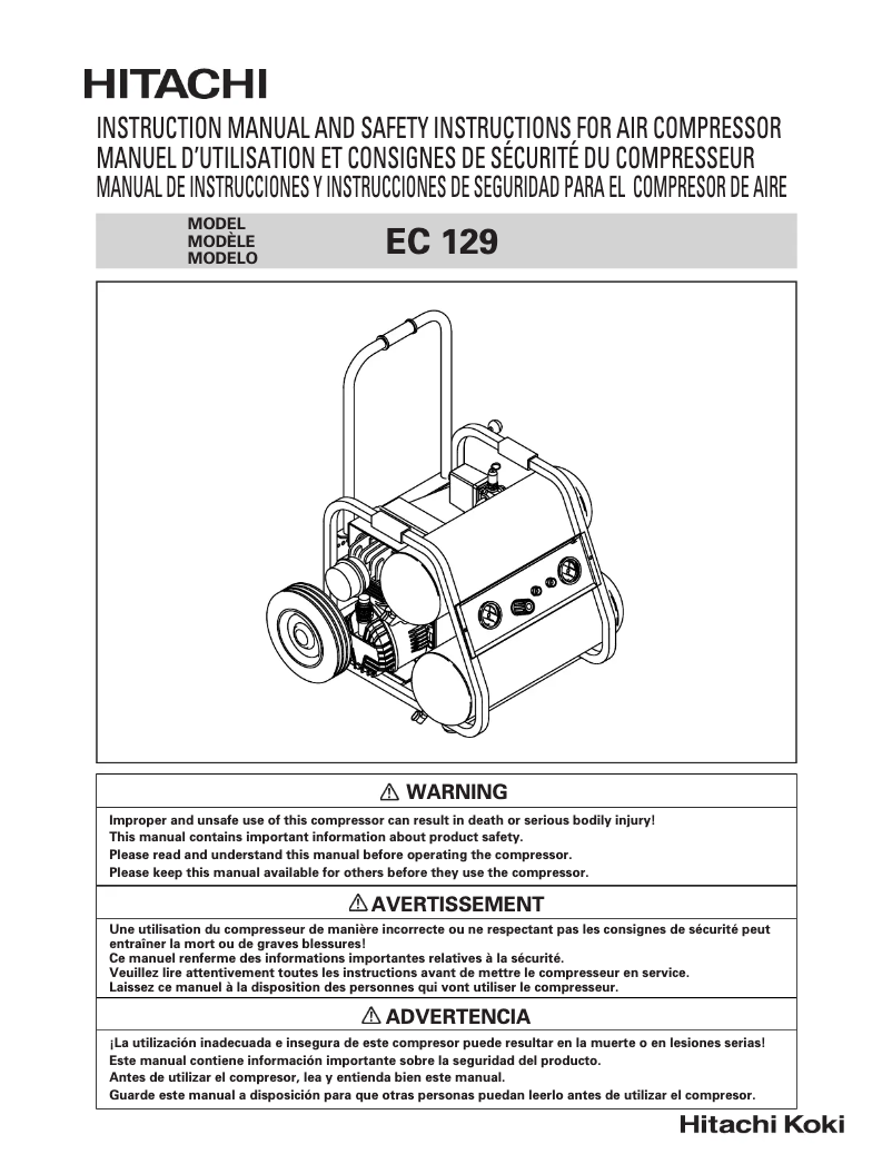 Page n°1 - Manuel utilisateur Hitachi EC 129