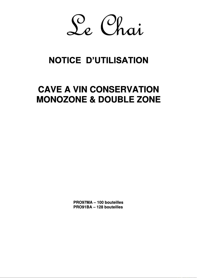 Image de la première page du manuel de l'appareil PRO97MA