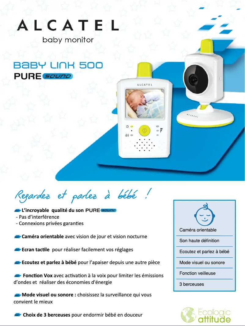 Page 1 de la notice Fiche technique Alcatel Baby Link 500