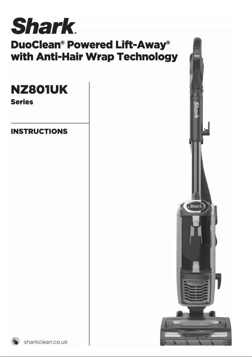 Page 1 de la notice Instructions / montage Shark DuoClean Powered Lift-Away NZ801UKT