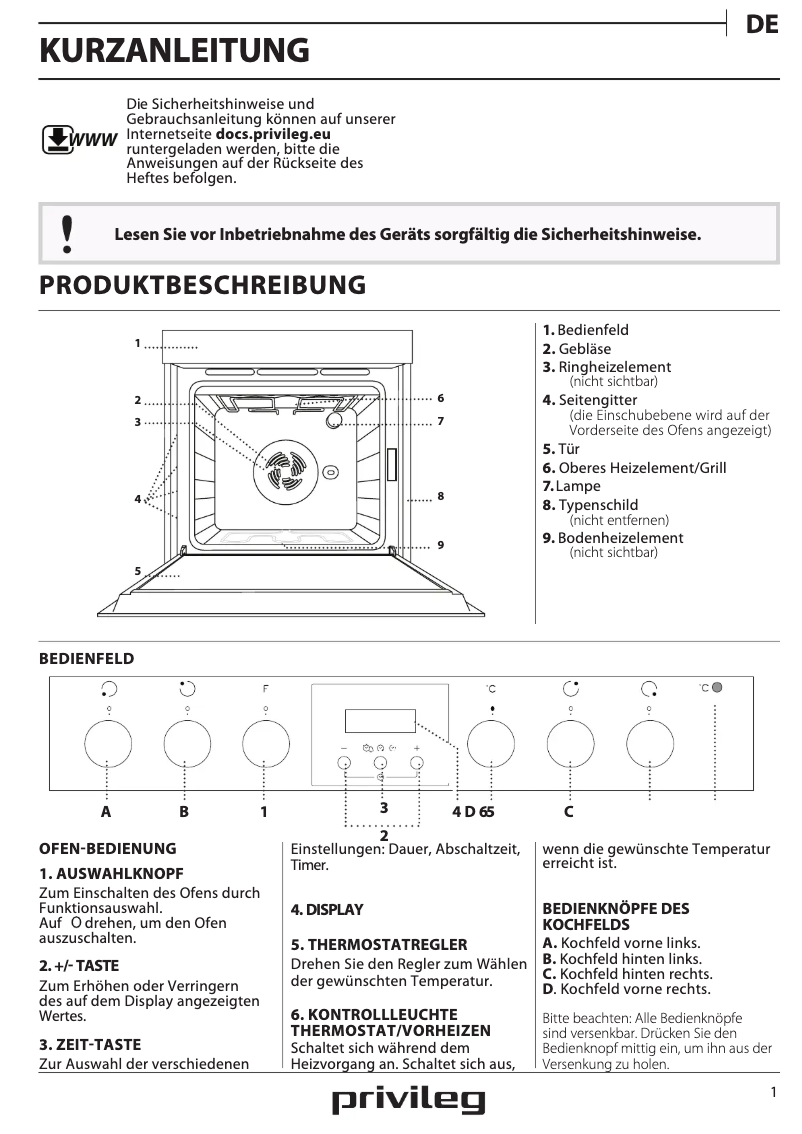 Página 1 del manual Manual de uso y mantenimiento Privileg PHVK3OH5VIN