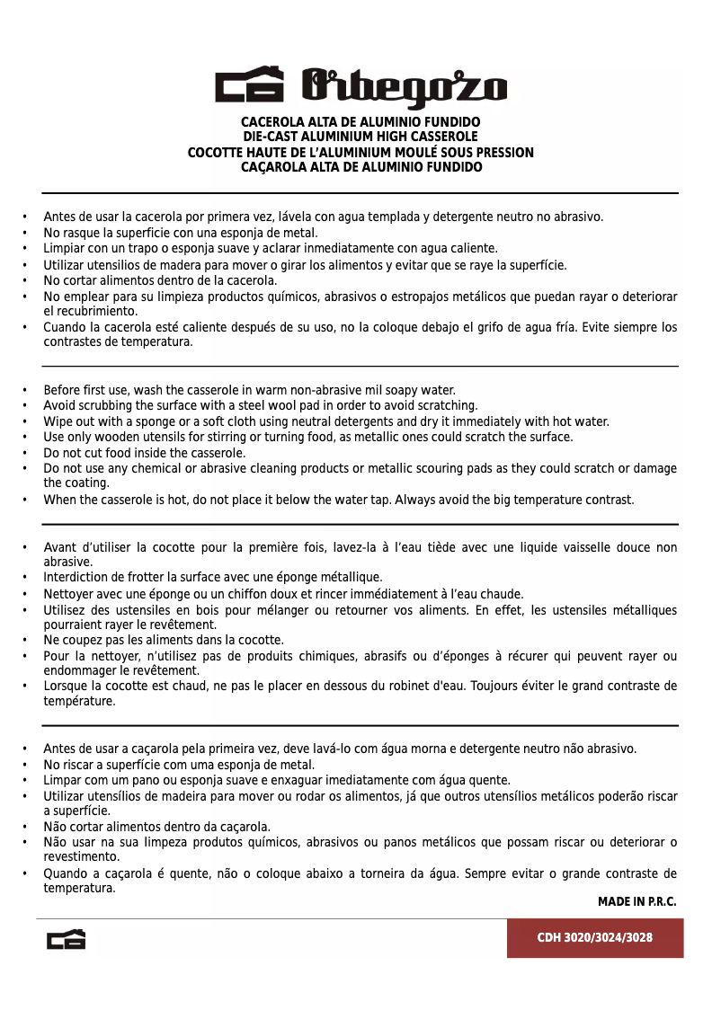 Page 1 de la notice Manuel utilisateur Orbegozo CDH 3028