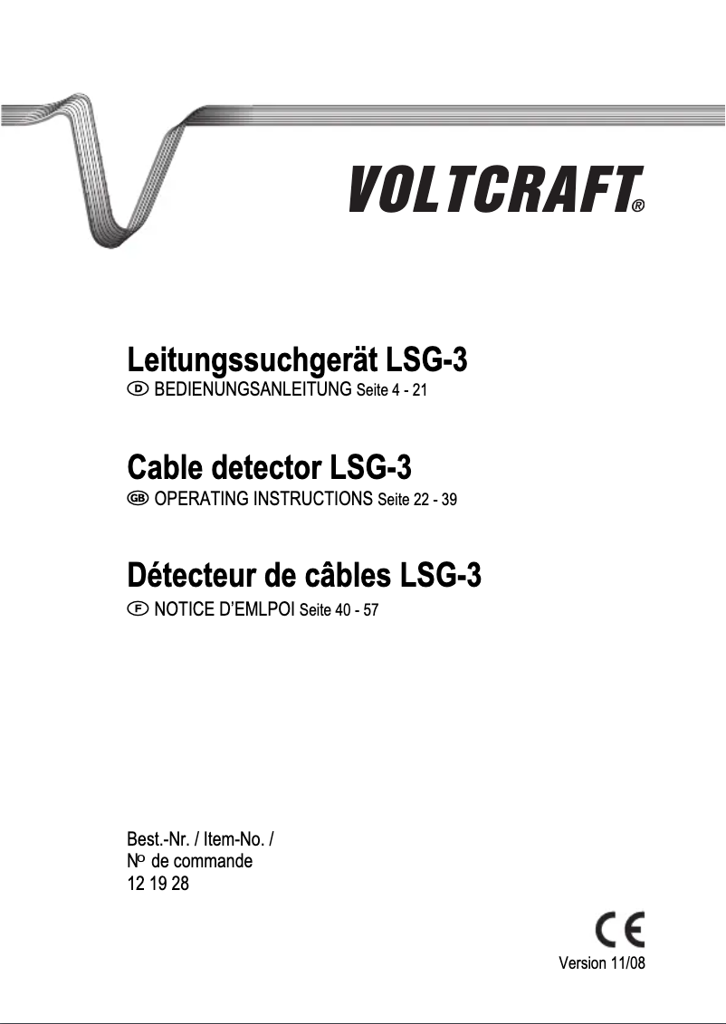 Page 1 de la notice Manuel utilisateur Voltcraft LSG-3