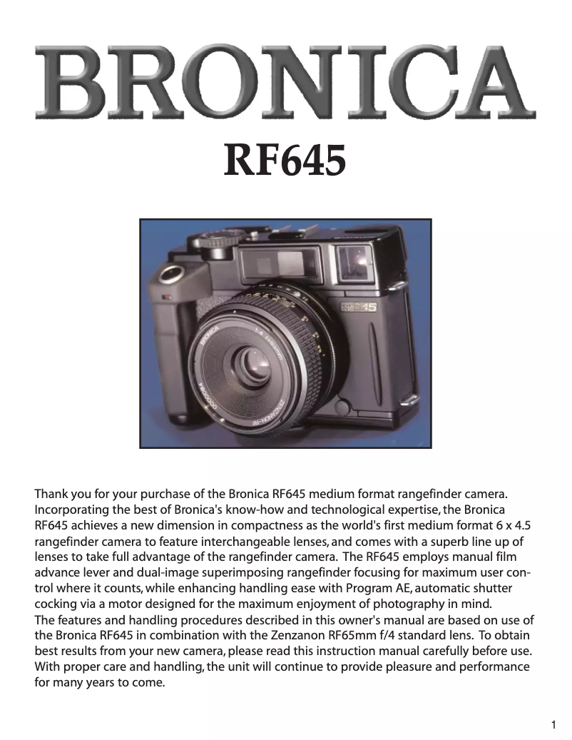 Image de la première page du manuel de l'appareil RF-645