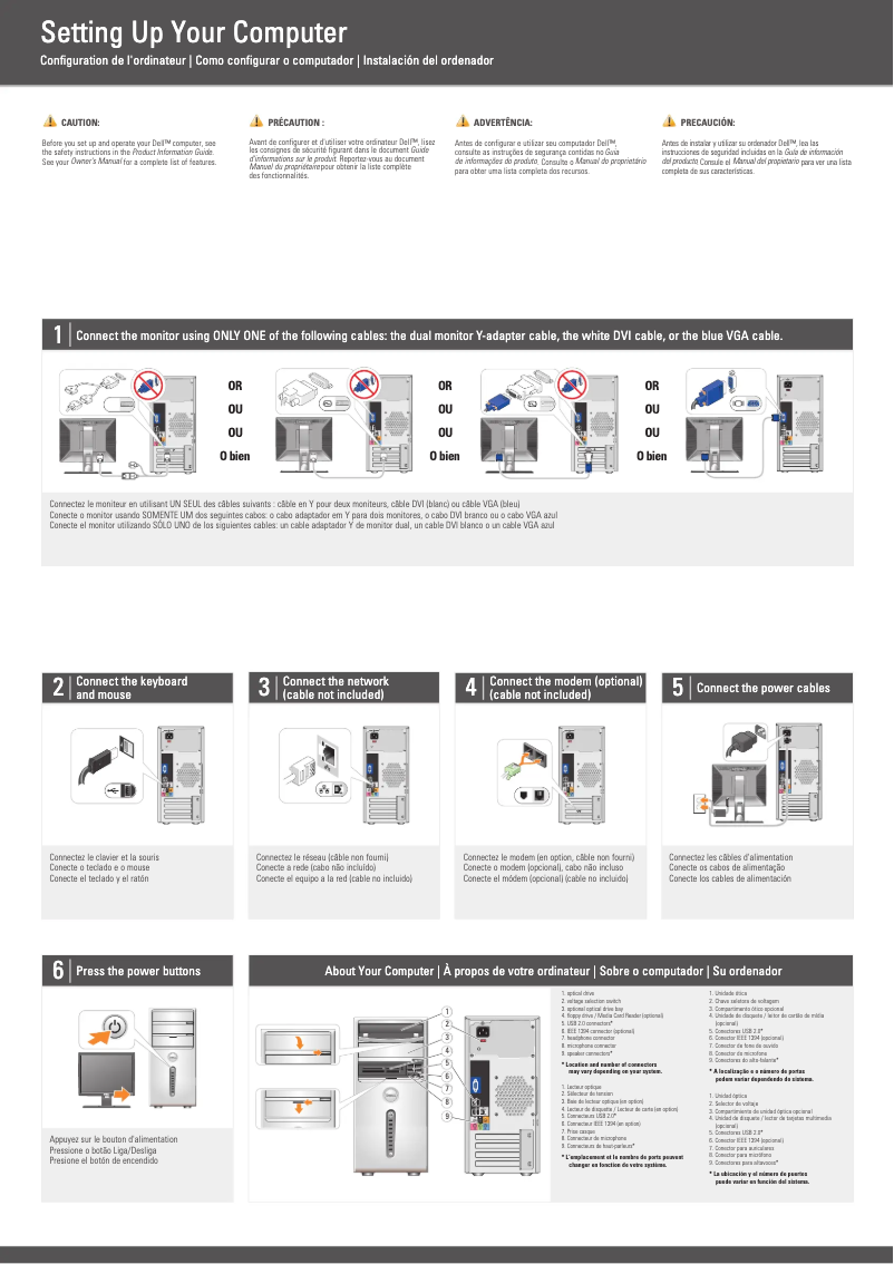 Page 1 de la notice Guide d'installation Dell Inspiron 530
