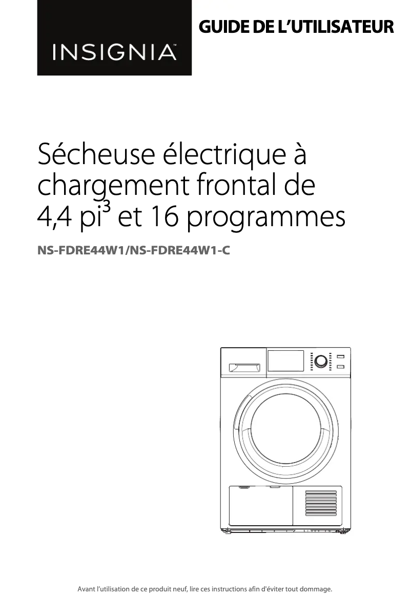 Page n°1 - Manuel utilisateur Insignia NS-FDRE44W1