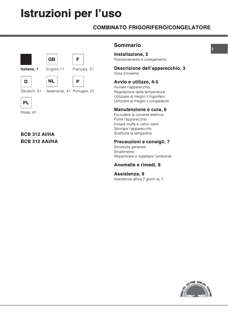 Image de la première page du manuel de l'appareil BCB 312 AAI HA