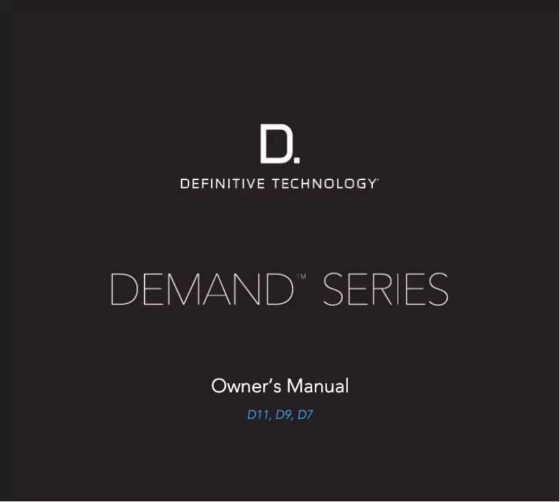 Page 1 de la notice Manuel utilisateur Definitive Technology Demand D7