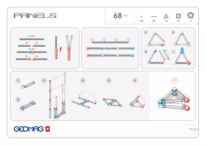 Page 1 de la notice Manuel utilisateur Geomag Panels 68 pcs