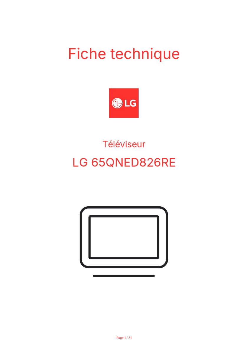 Page n°1 - Fiche technique LG 65QNED826RE