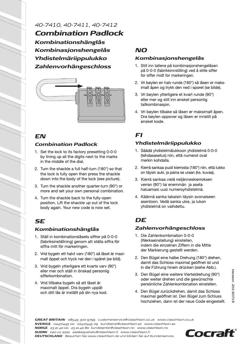Page 1 de la notice Manuel utilisateur Cocraft 40-7411