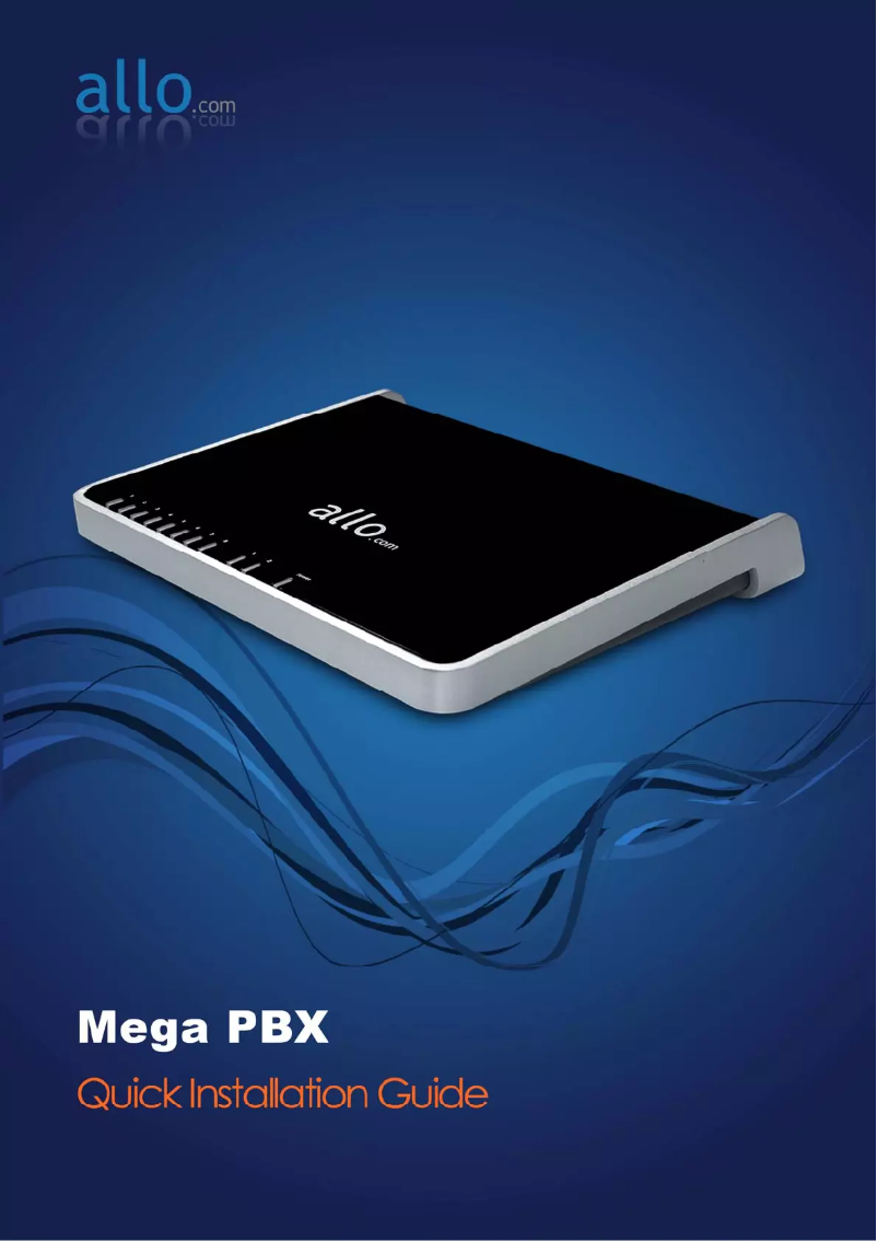 Imagen de la primera página del manual del dispositivo PBX Mega