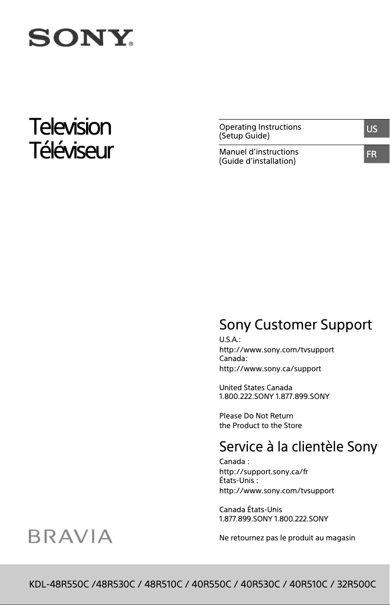 Page n°1 - Manuel utilisateur Sony Bravia KDL-48R510C