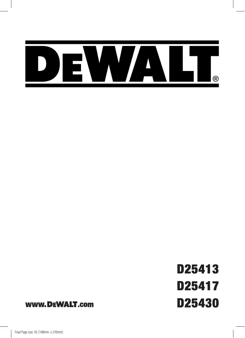Page n°1 - Manuel utilisateur DeWalt D25417