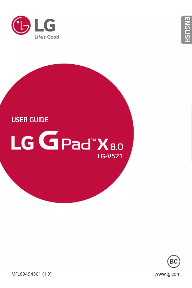 Page n°1 - Manuel utilisateur LG G Pad X 8.0