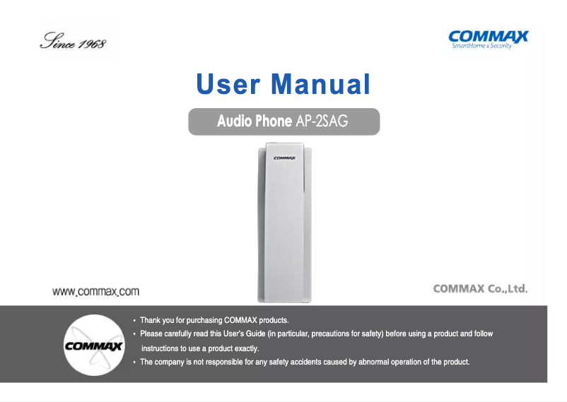Página 1 del manual Manual de usuario COMMAX AP-2SAG