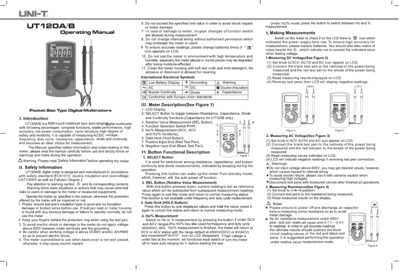 Page n°1 - Manuel utilisateur Uni-T UT120B