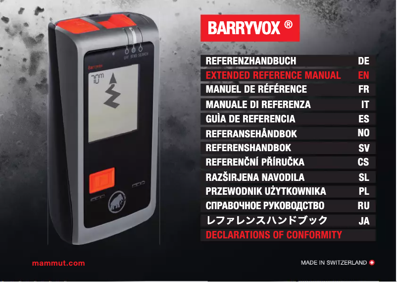 Page 1 de la notice Manuel utilisateur Mammut Barryvox