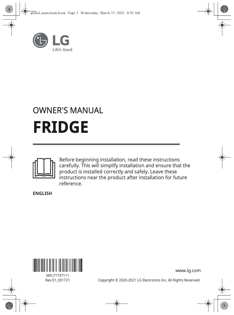 Page n°1 - Manuel utilisateur LG GR-F411ELDM