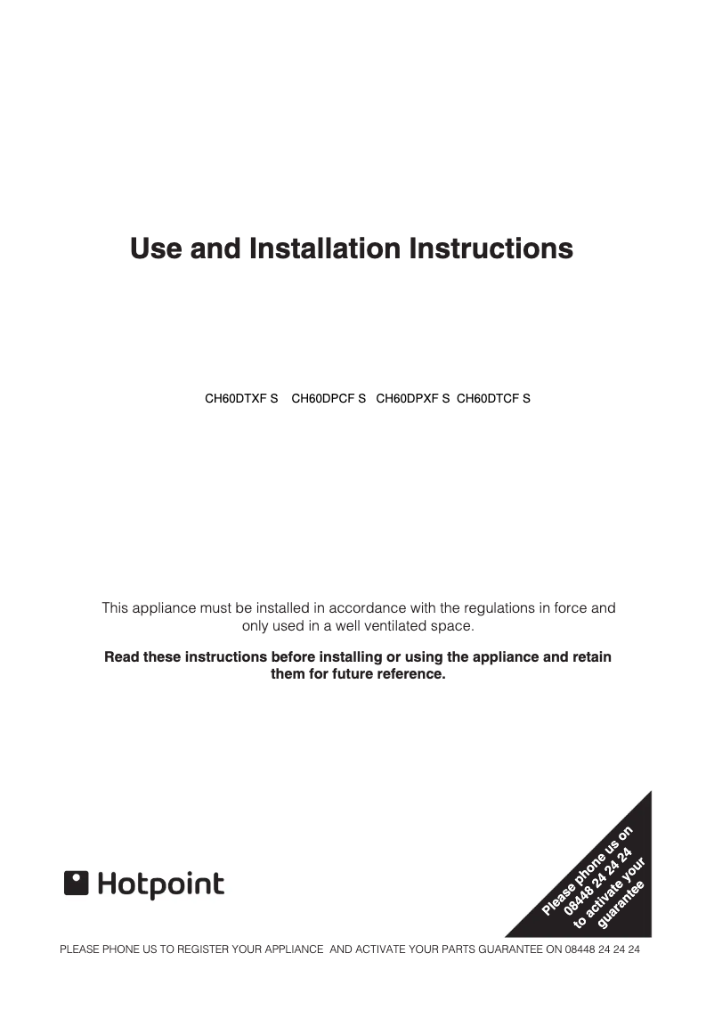 Page n°1 - Manuel utilisateur Hotpoint CH60DPXFS